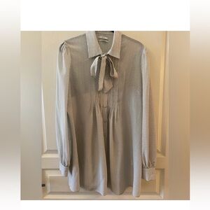 CO 100% Silk Tie-Neck Blouse - L